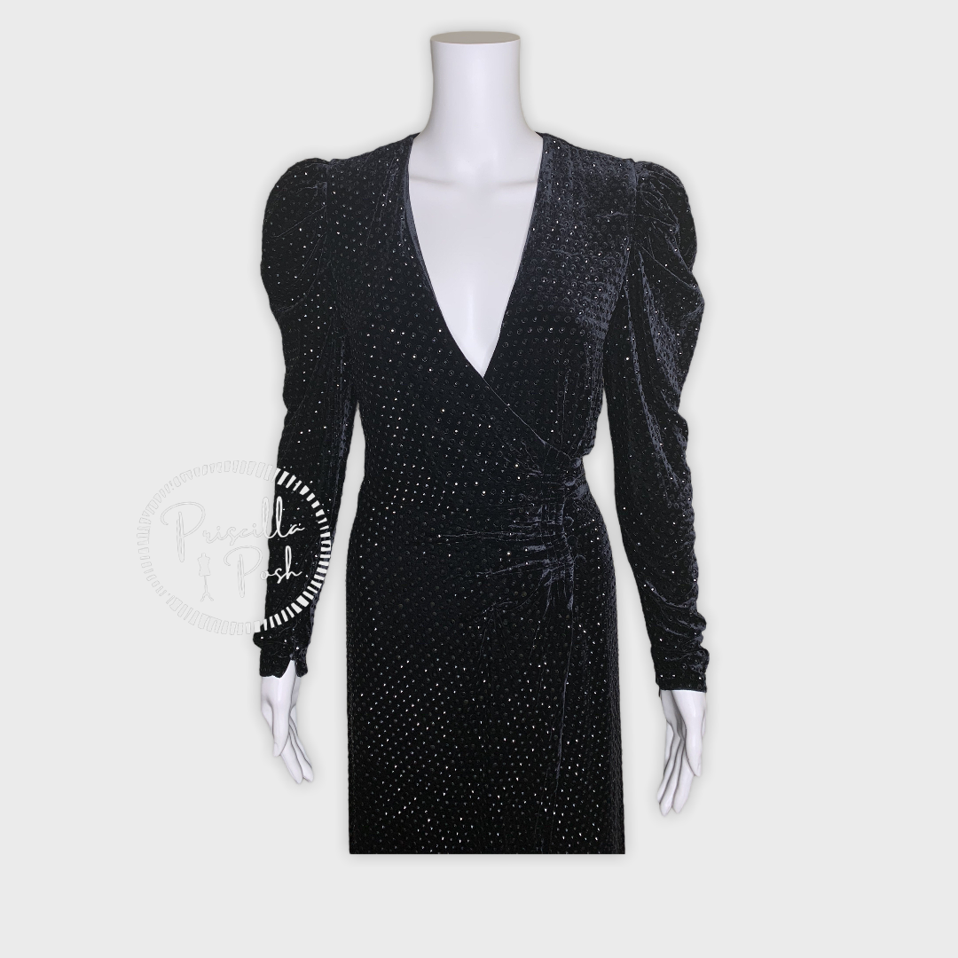 NWT RETROFETE Agnes Crystal-Embellished Wrap Dress