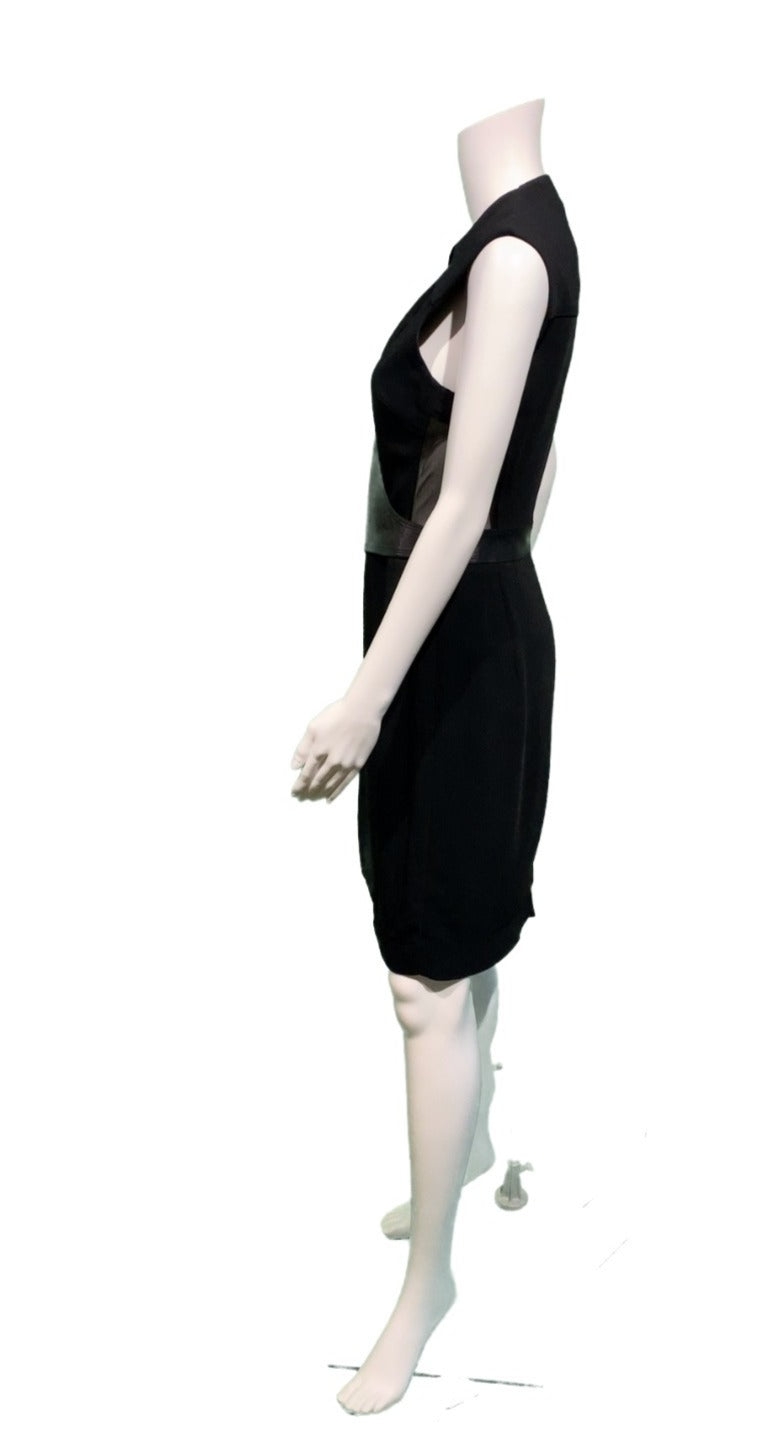 ALEXANDER WANG Leather & stretch-crepe wrap dress