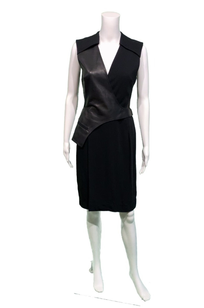 ALEXANDER WANG Leather & stretch-crepe wrap dress
