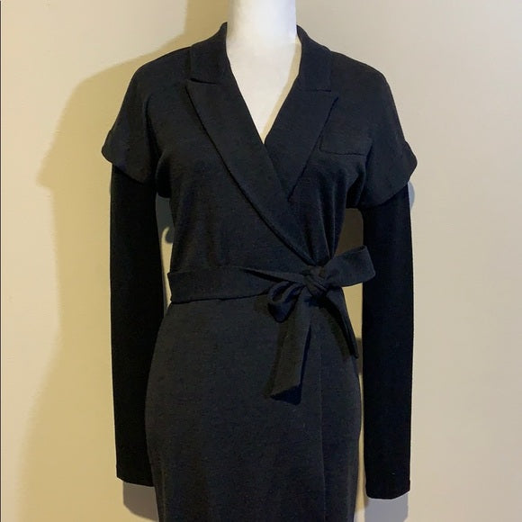 Diane von Furstenberg Black Wool Wrap Dress