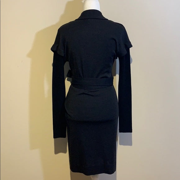 Diane von Furstenberg Black Wool Wrap Dress