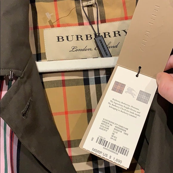 NWT BURBERRY Collegiate Stripe Gabardine Coat