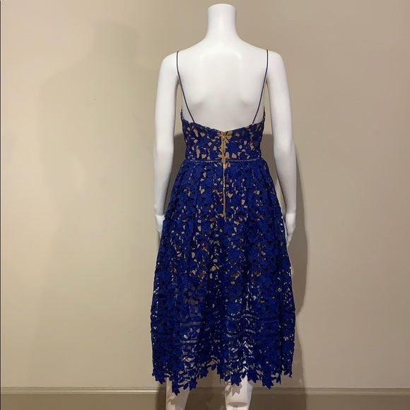 Self-Portrait Azaelea Dress Cobalt Blue Lace Midi