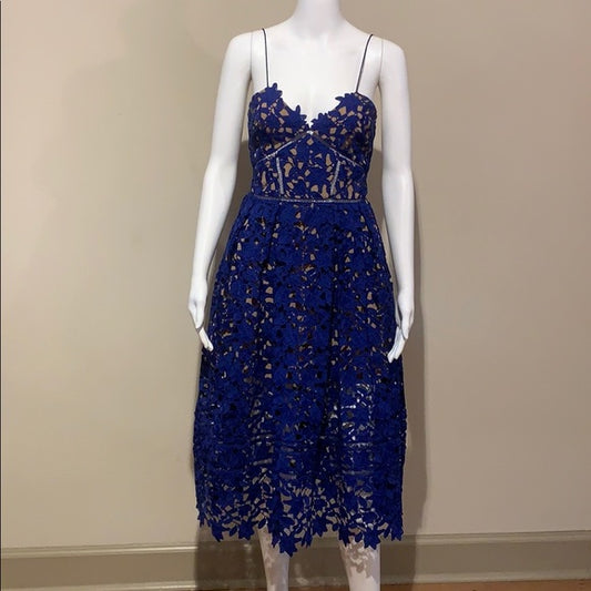 Self-Portrait Azaelea Dress Cobalt Blue Lace Midi