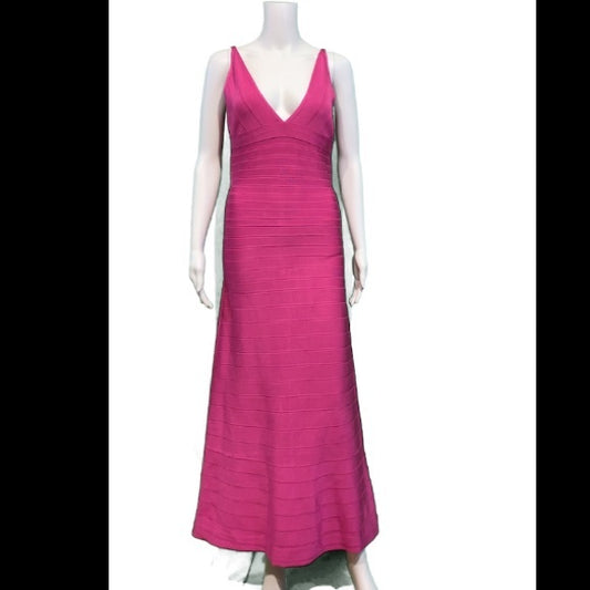 Herve Leger Kaiya V Neck Bandage Gown Caprice