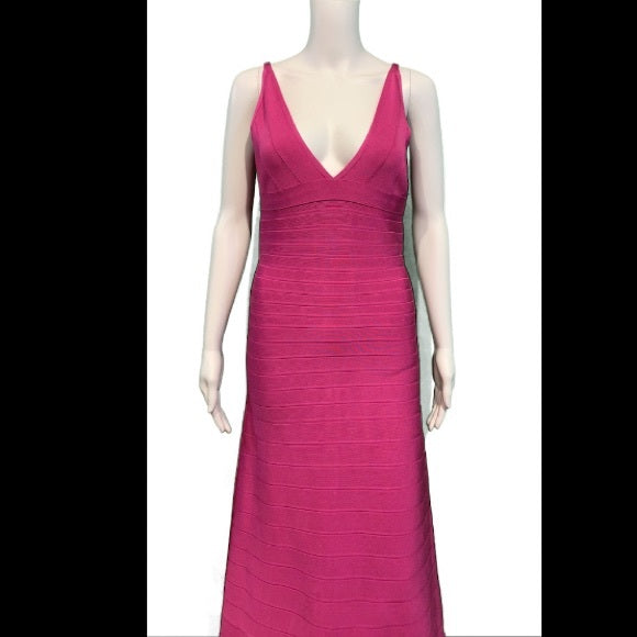 Herve Leger Kaiya V Neck Bandage Gown Caprice