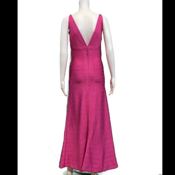 Herve Leger Kaiya V Neck Bandage Gown Caprice