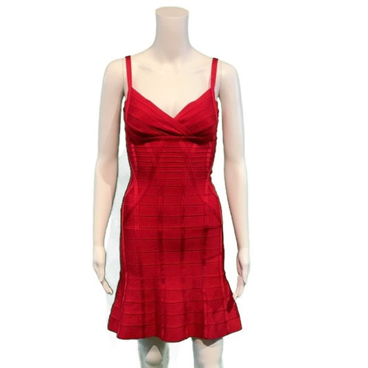 Herve Leger Luella Dress In Lipstick Red Bandage