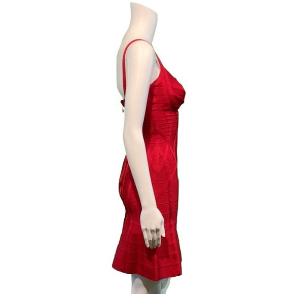 Herve Leger Luella Dress In Lipstick Red Bandage