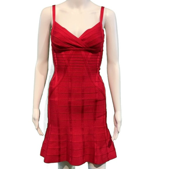 Herve Leger Luella Dress In Lipstick Red Bandage
