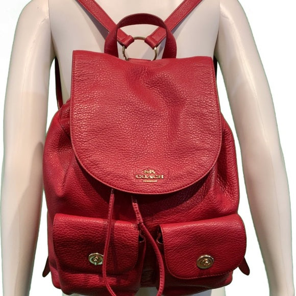 Coach Billie F37410 Pebble Red Leather Backpack