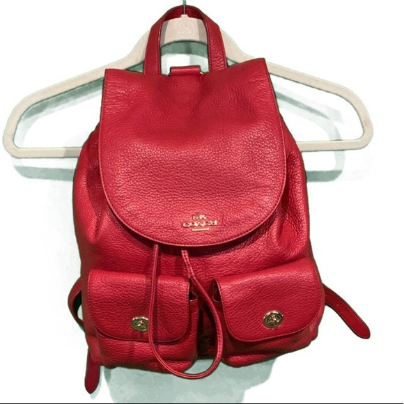 Coach Billie F37410 Pebble Red Leather Backpack