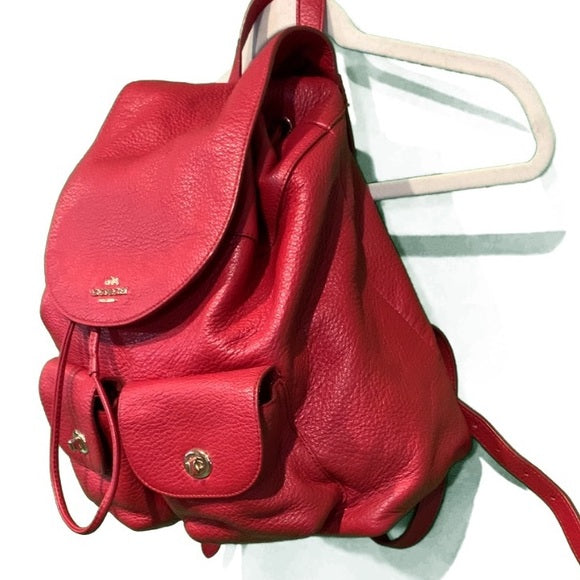 Coach Billie F37410 Pebble Red Leather Backpack
