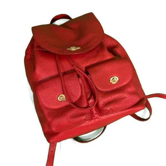 Coach Billie F37410 Pebble Red Leather Backpack