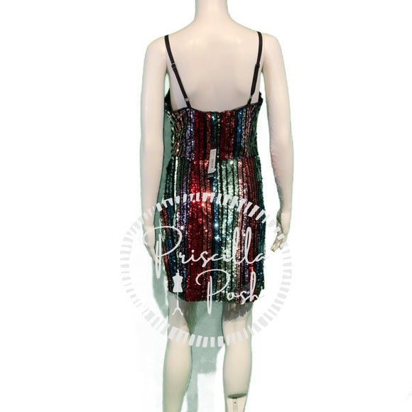 NWT Parker Rainbow Emmaline Sequin Mini Wrap Dress