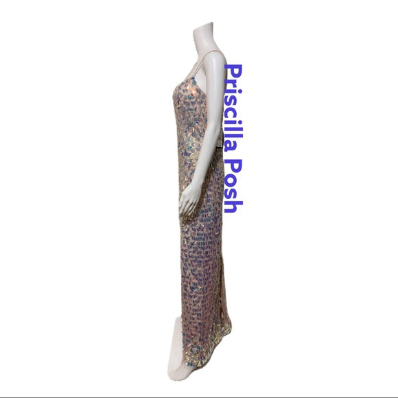 NWT ADRIANNA PAPELL BEADED SLIM COLUMN GOWN Shell