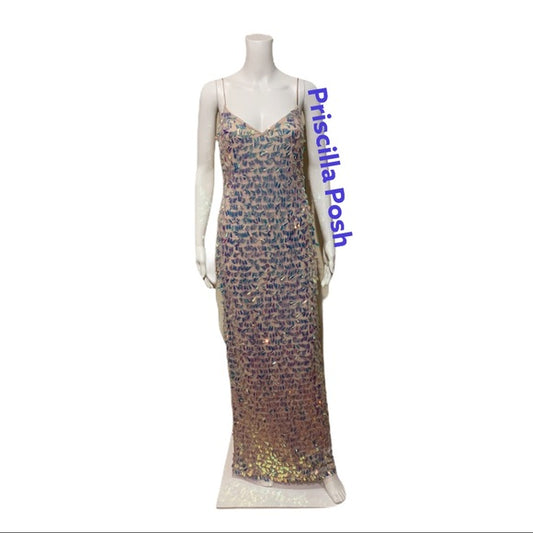 NWT ADRIANNA PAPELL BEADED SLIM COLUMN GOWN Shell