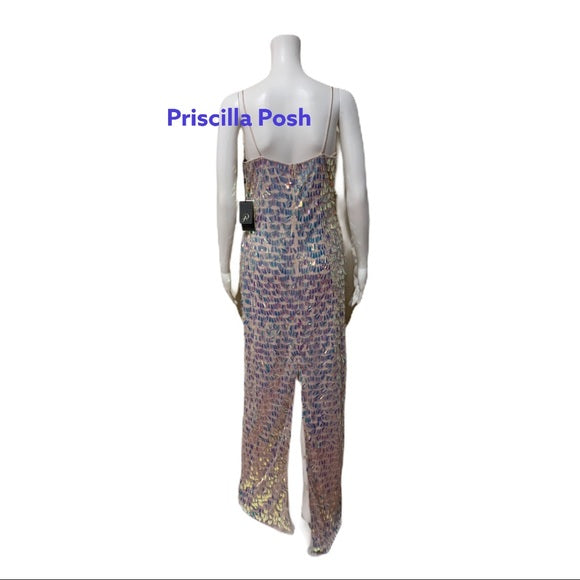 NWT ADRIANNA PAPELL BEADED SLIM COLUMN GOWN Shell