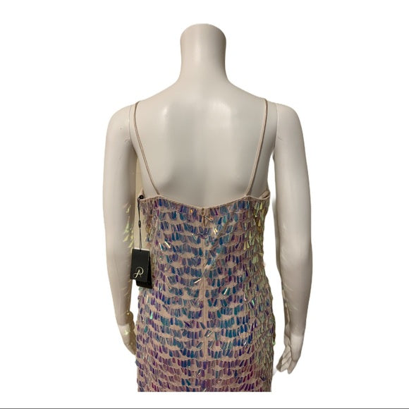 NWT ADRIANNA PAPELL BEADED SLIM COLUMN GOWN Shell