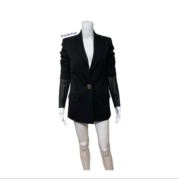 ALEXANDER WANG Blazer With Leather Sleeves Black