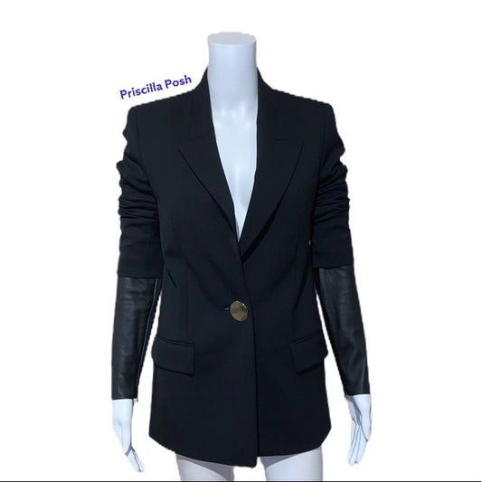 ALEXANDER WANG Blazer With Leather Sleeves Black