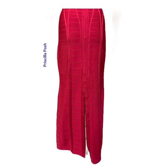 Herve Leger Kora Signature Gown Bright Rose Pink