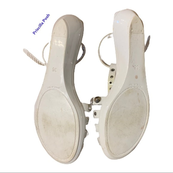 Jimmy Choo White Jelly Silver Studded Sandals EUC
