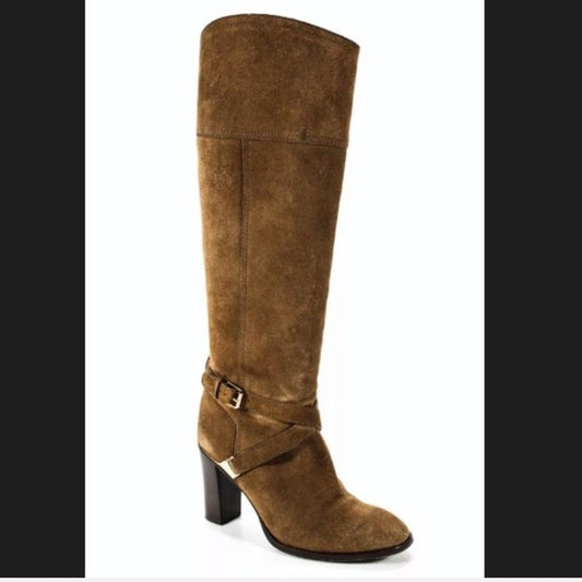 Tory Burch Livingston Suede Riding Boot Block Heel