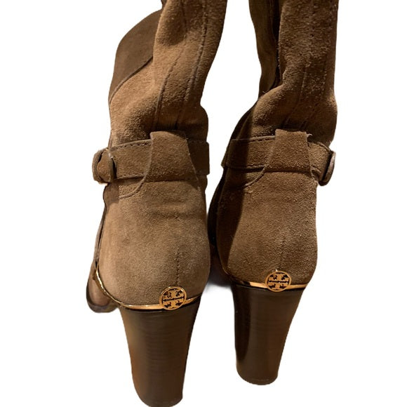 Tory Burch Livingston Suede Riding Boot Block Heel