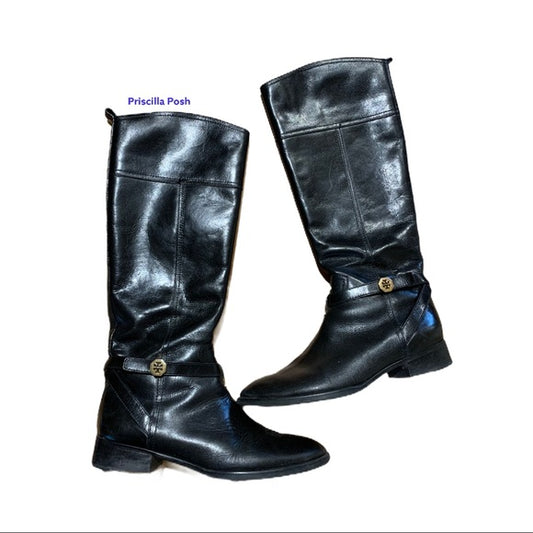 Tory Burch 'Brita' Riding Boot Black Leather 10.5