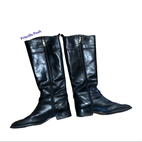 Tory Burch 'Brita' Riding Boot Black Leather 10.5