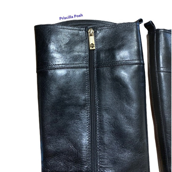 Tory Burch 'Brita' Riding Boot Black Leather 10.5