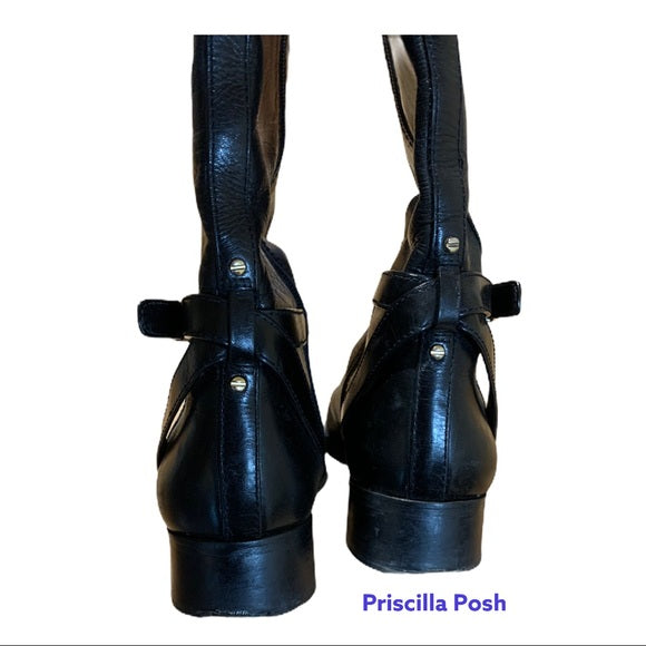 Tory Burch 'Brita' Riding Boot Black Leather 10.5