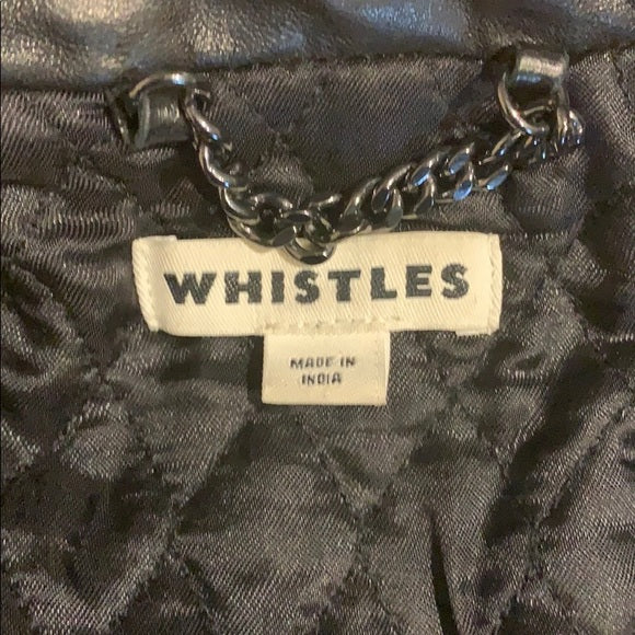 Whistles Black Longline Leather Biker Jacket