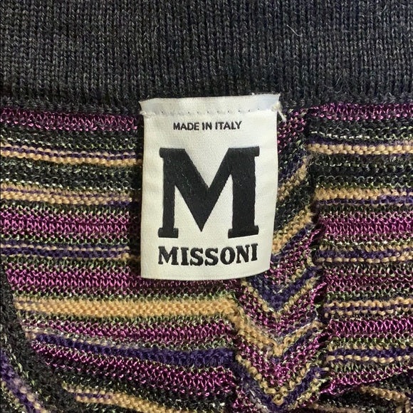 M Missoni Multi Color Striped Long Sleeve Dress