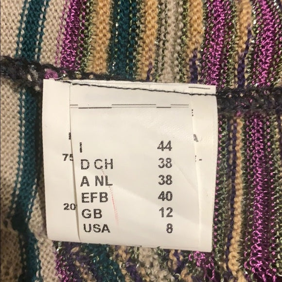 M Missoni Multi Color Striped Long Sleeve Dress