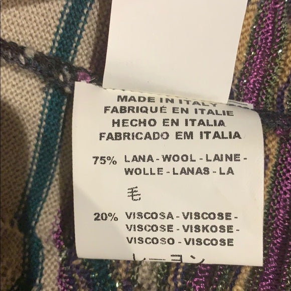 M Missoni Multi Color Striped Long Sleeve Dress