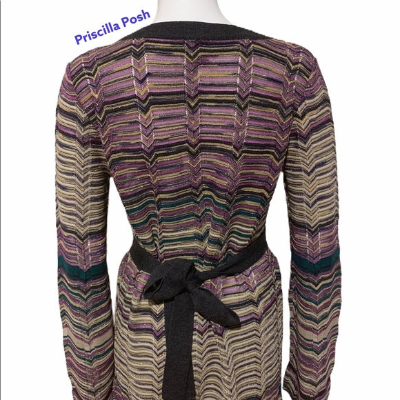 M Missoni Multi Color Striped Long Sleeve Dress
