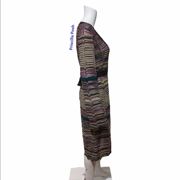 M Missoni Multi Color Striped Long Sleeve Dress