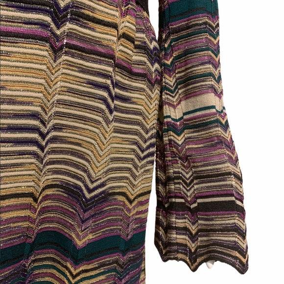 M Missoni Multi Color Striped Long Sleeve Dress