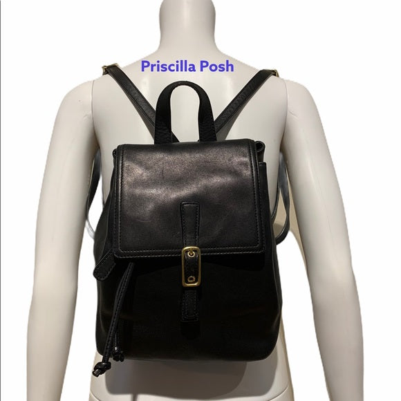 Vintage Coach Legacy Black Leather Backpack 9858