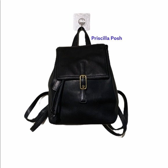 Vintage Coach Legacy Black Leather Backpack 9858