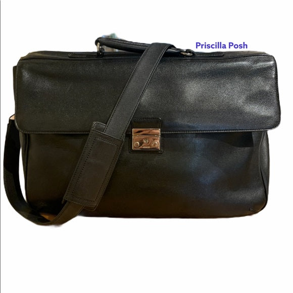 Coach Black Vintage Leather Briefcase Laptop Bag