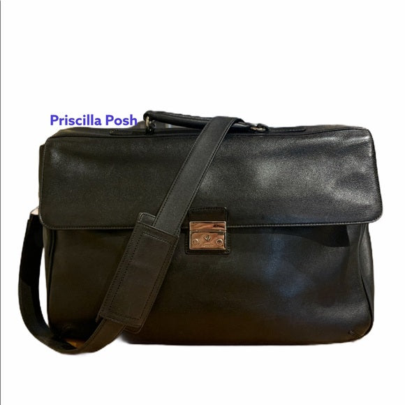 Coach Black Vintage Leather Briefcase Laptop Bag