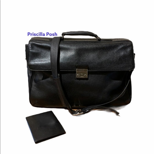 Coach Black Vintage Leather Briefcase Laptop Bag
