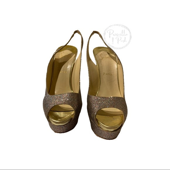 Christian Louboutin Glitter Slingback Platform
