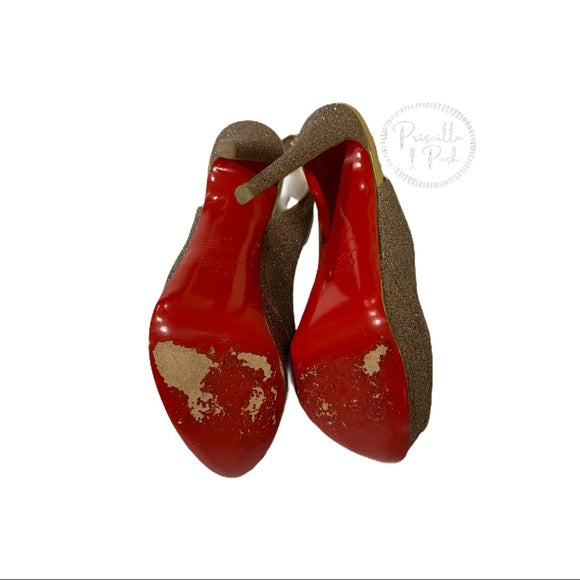 Christian Louboutin Glitter Slingback Platform