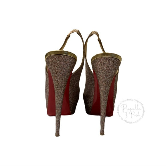 Christian Louboutin Glitter Slingback Platform