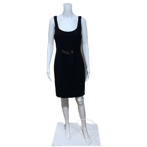 Versace Black Stretch Wool Crepe Sleeveless Dress
