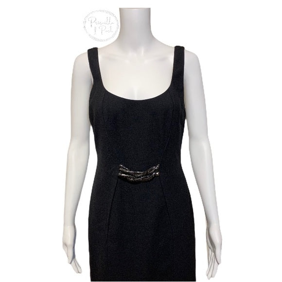 Versace Black Stretch Wool Crepe Sleeveless Dress